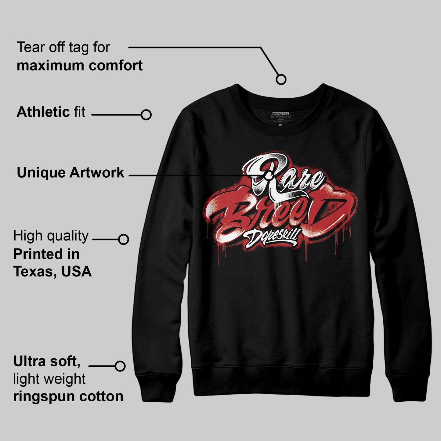 Black Toe Reimagined 1s DopeSkill Sweatshirt Rare Breed Type Graphic