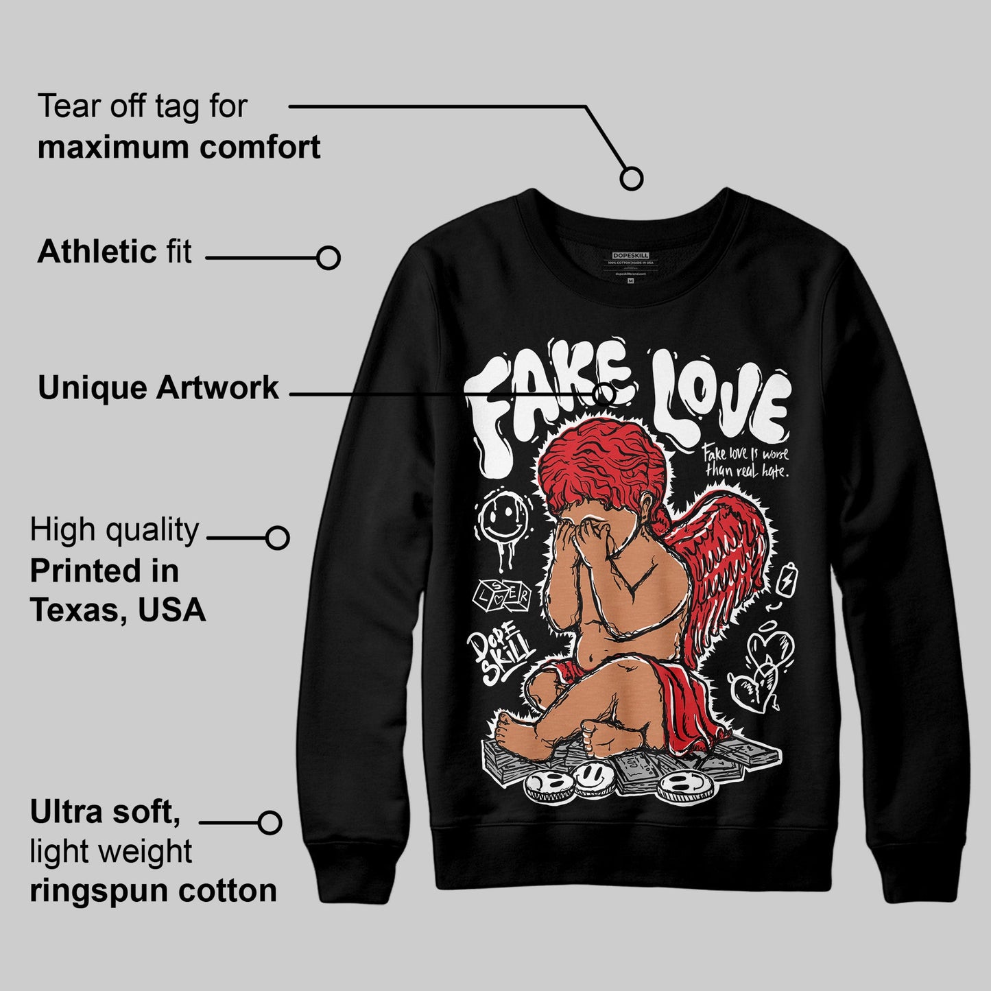 Black and White Collection DopeSkill Sweatshirt False Love Graphic