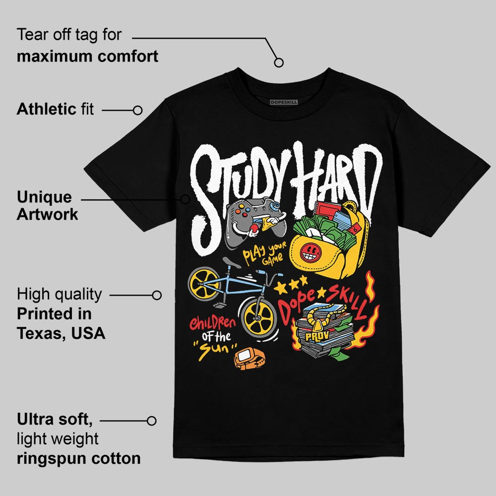 Yellow Collection DopeSkill T-Shirt Study Hard Graphic