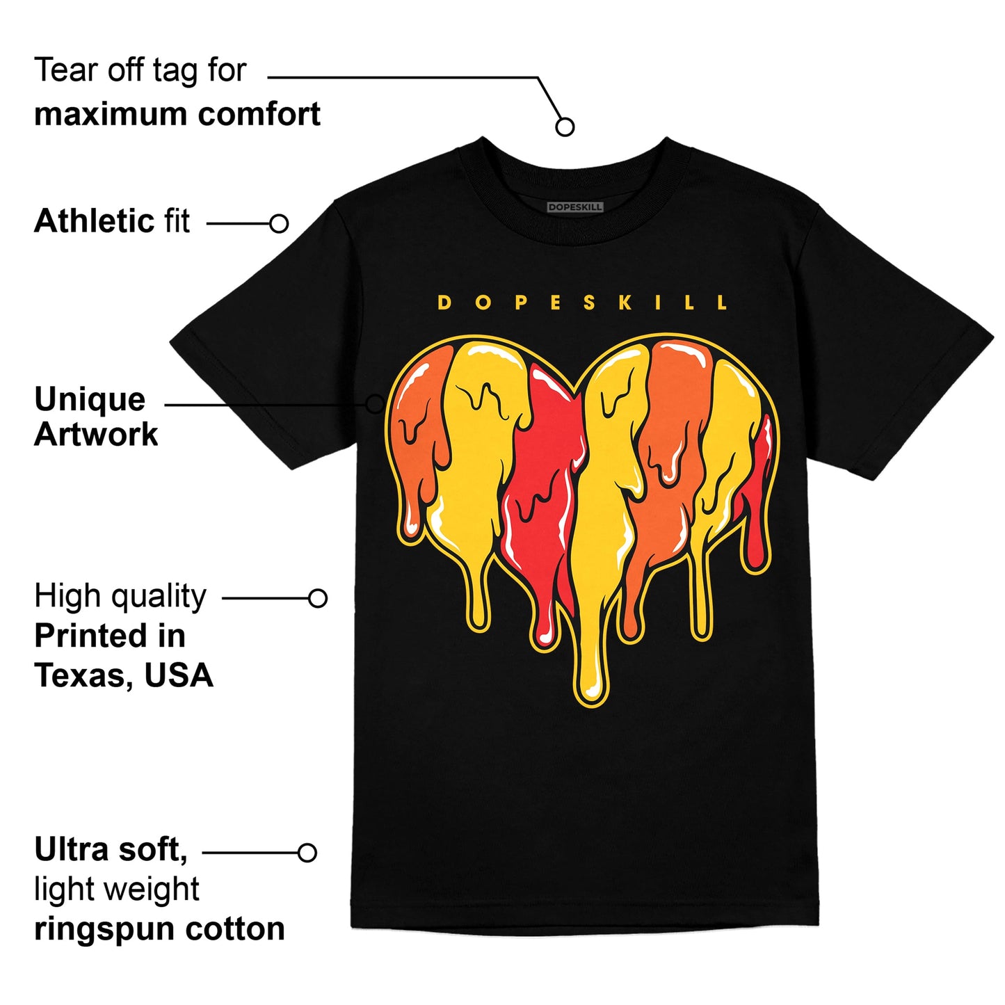 Yellow Collection DopeSkill T-Shirt Slime Drip Heart Graphic