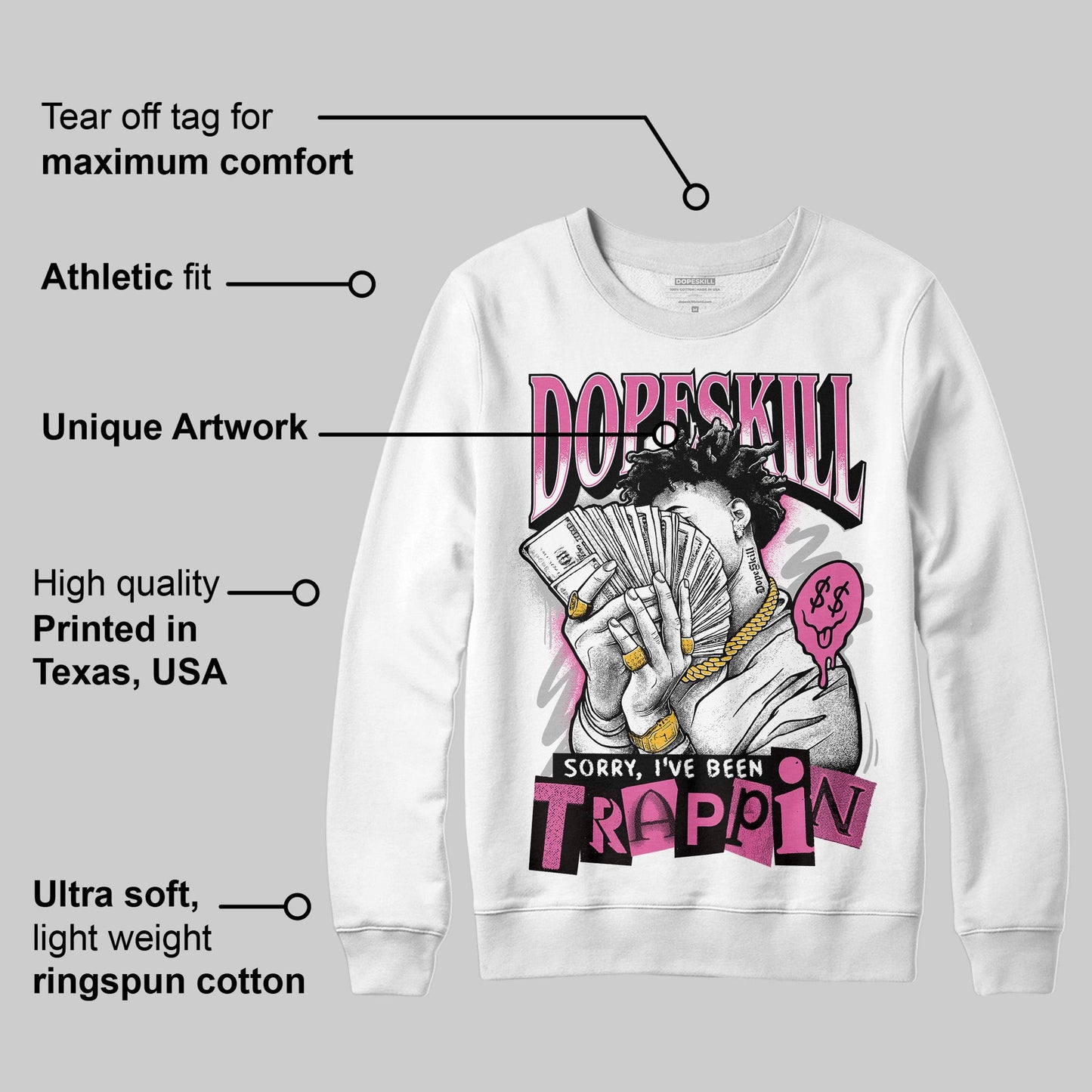 Kayano 14 Cream Sweet Pink DopeSkill Sweatshirt Sorry I've Been Trappin Graphic