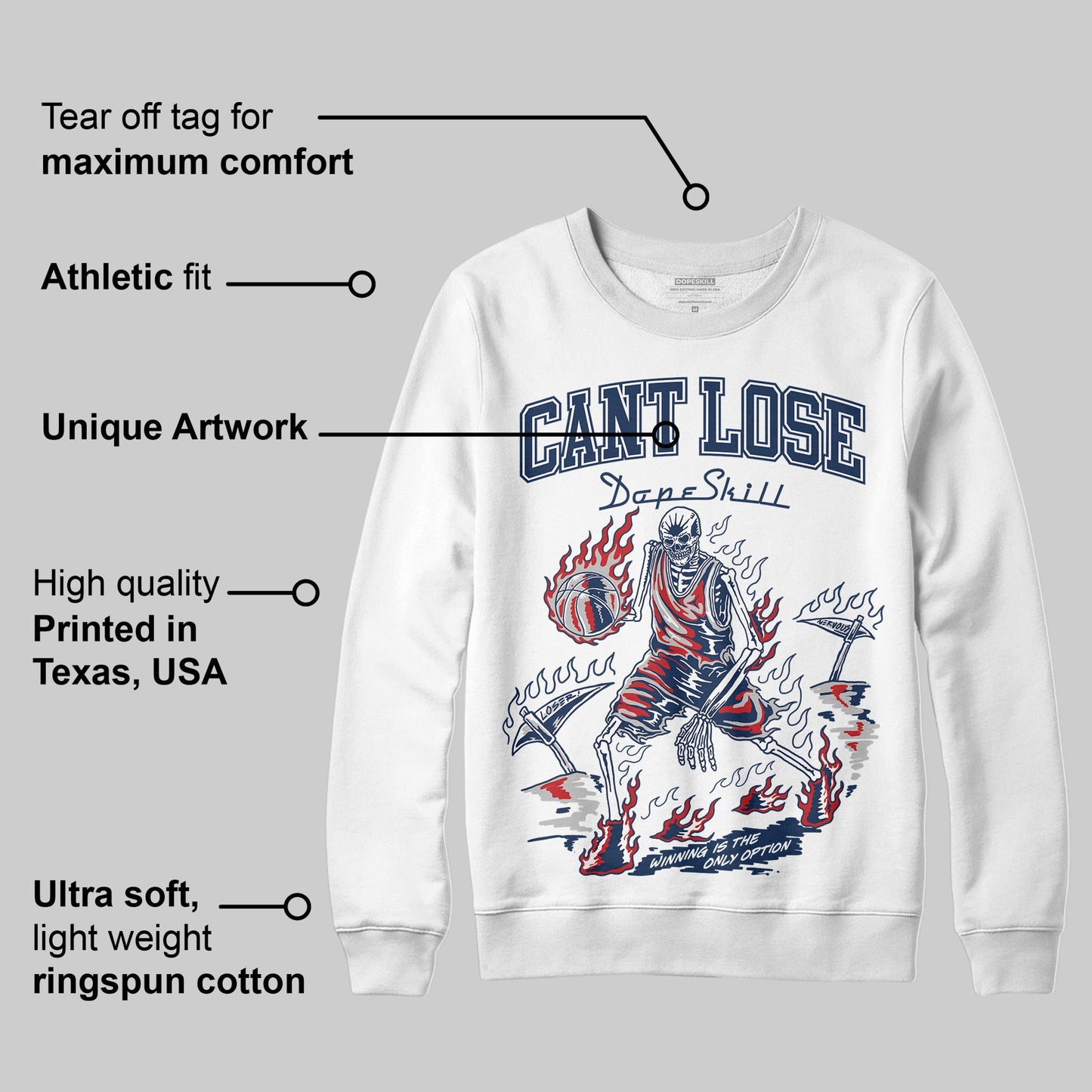 Summit White Navy 4s DopeSkill Sweatshirt Cant Lose Graphic