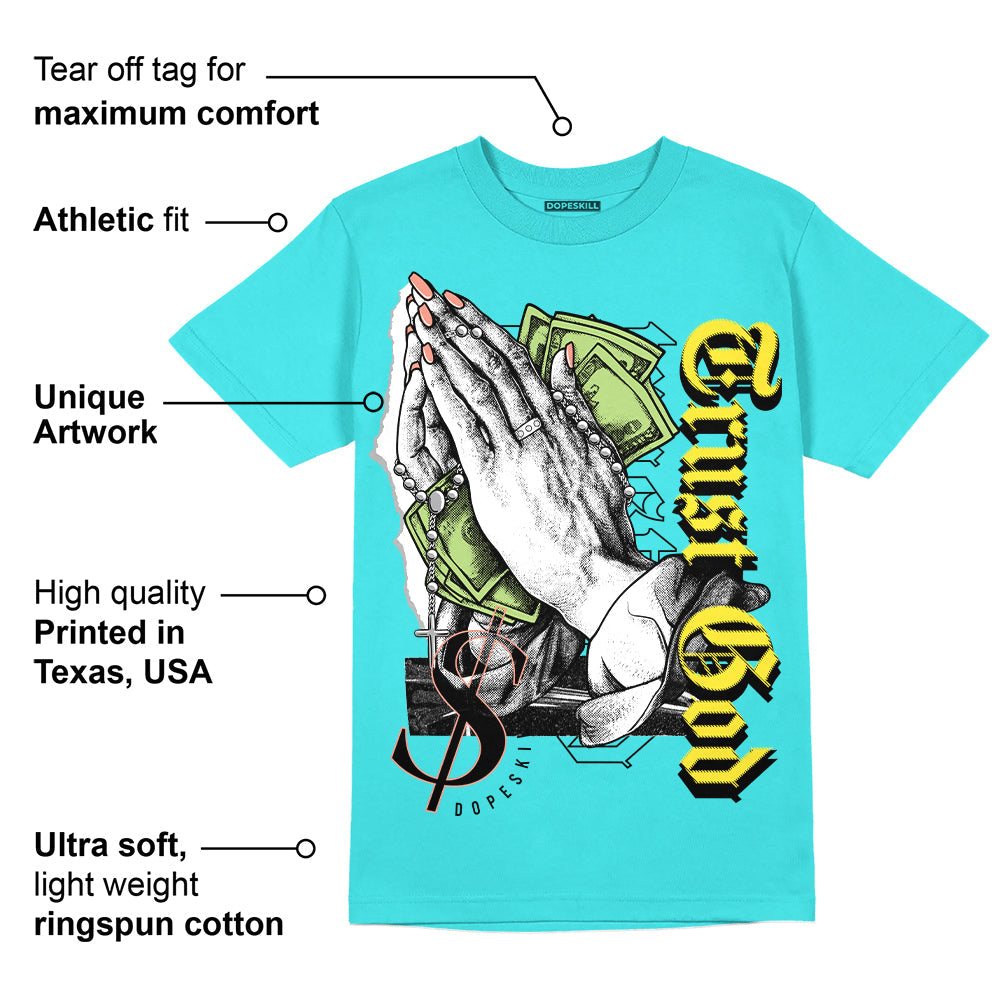 Cyan Burst 9060 DopeSkill Virtual Blue T-Shirt Trust God Graphic