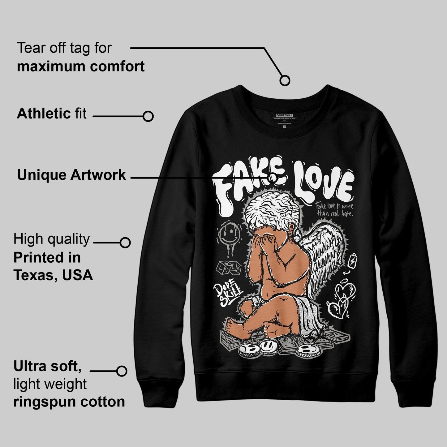 Pure Money 3s DopeSkill Sweatshirt False Love Graphic