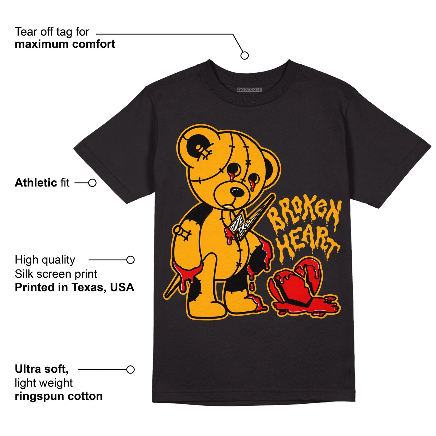 Black Taxi 12s DopeSkill T-Shirt Broken Heart Graphic