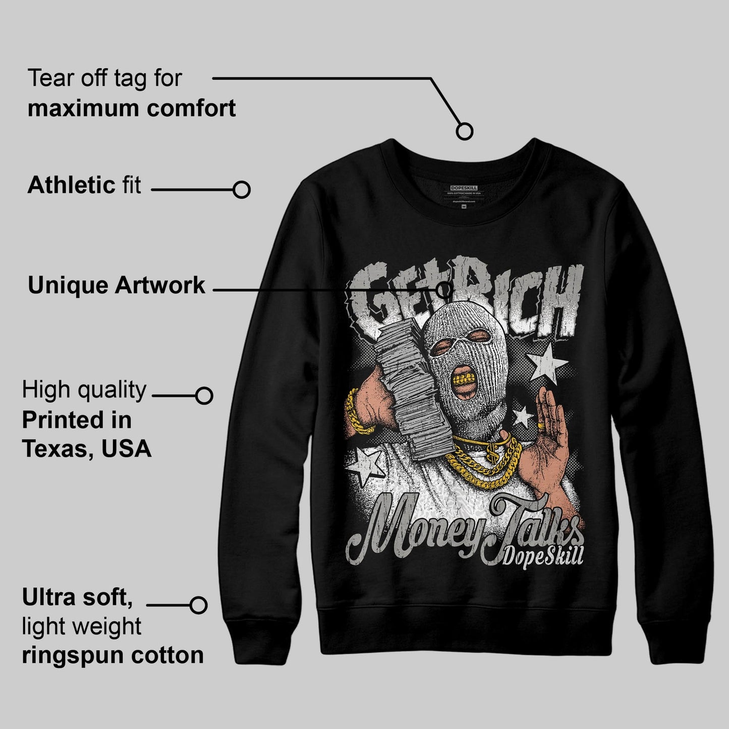 Pure Money 3s DopeSkill Sweatshirt Get Rich Graphic
