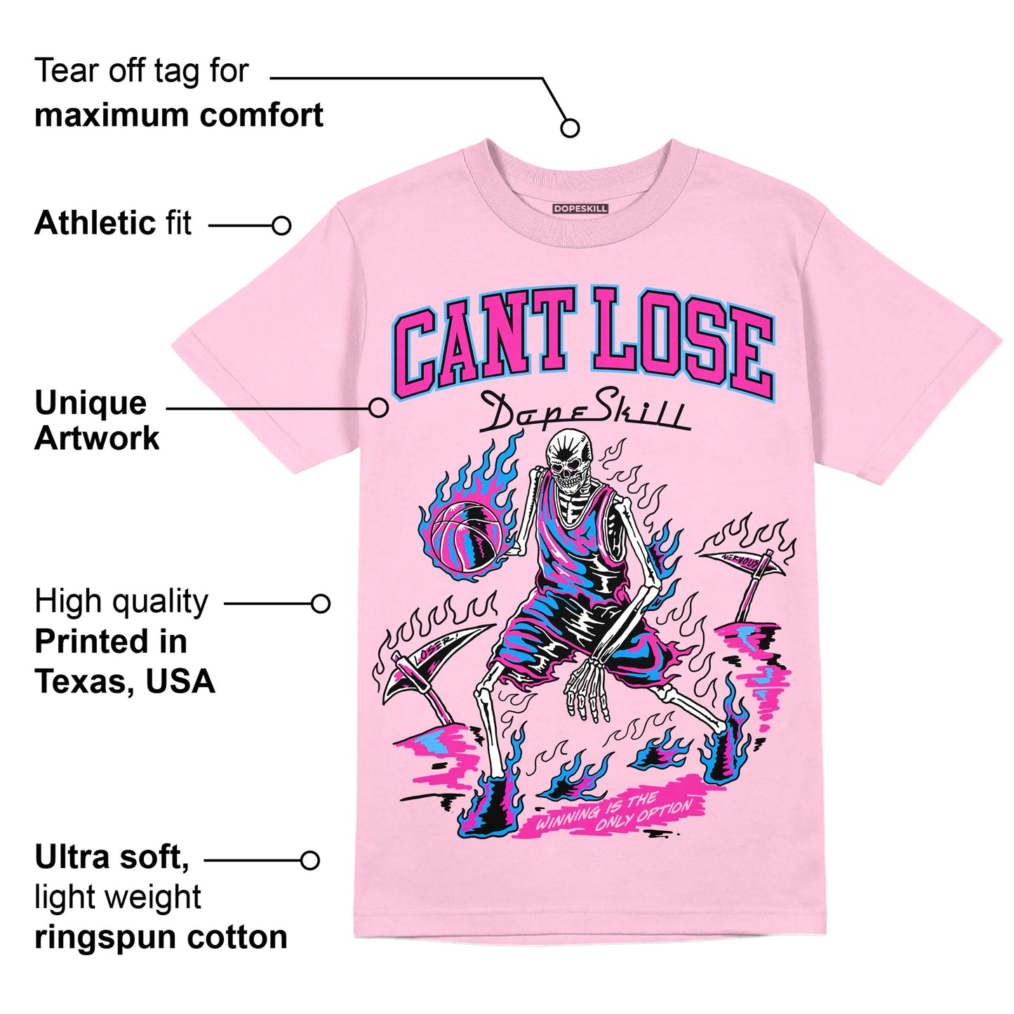 Triple Pink Dunk DopeSkill Pink T-shirt Cant Lose Graphic