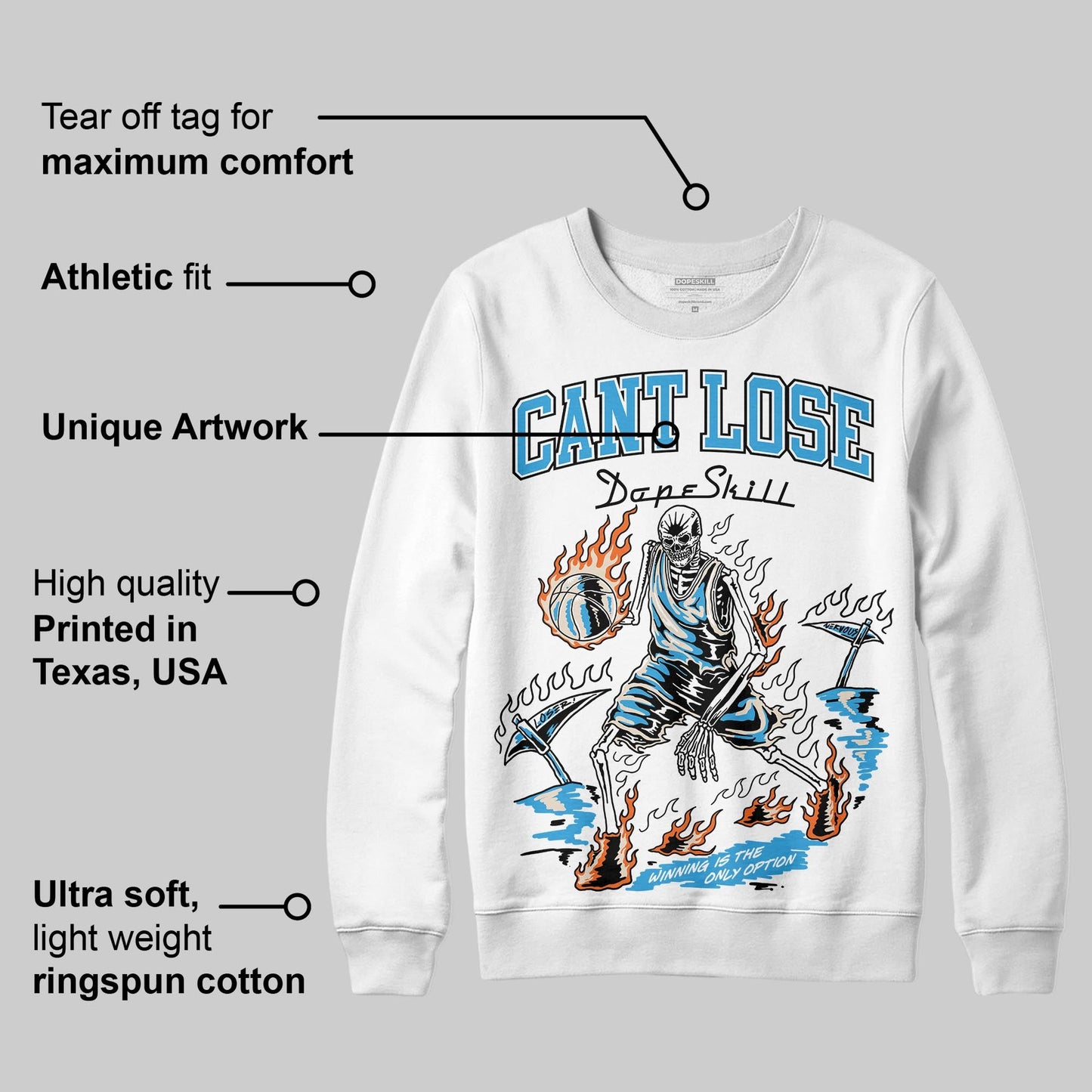 UNC Reimagined 1s DopeSkill Sweatshirt Cant Lose Graphic