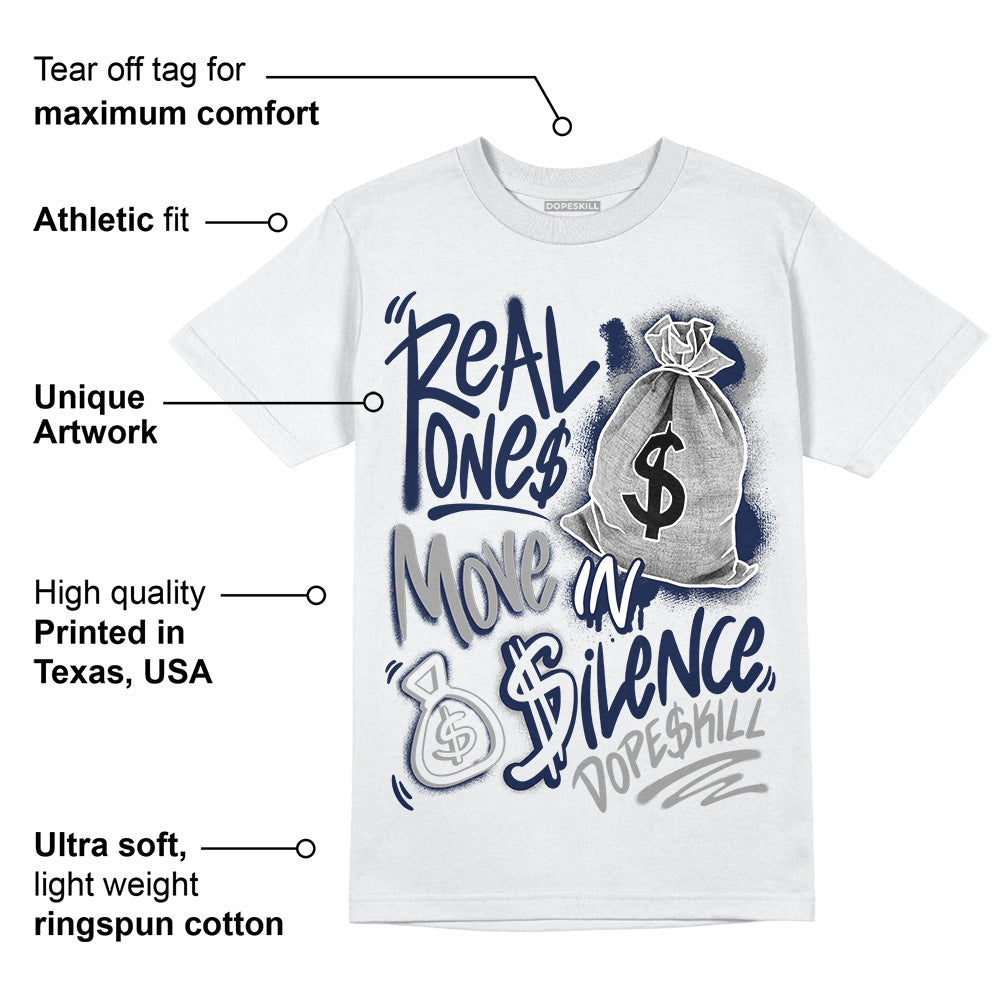 AJ Spizike White Obsidian DopeSkill T-Shirt Real Ones Move In Silence Graphic