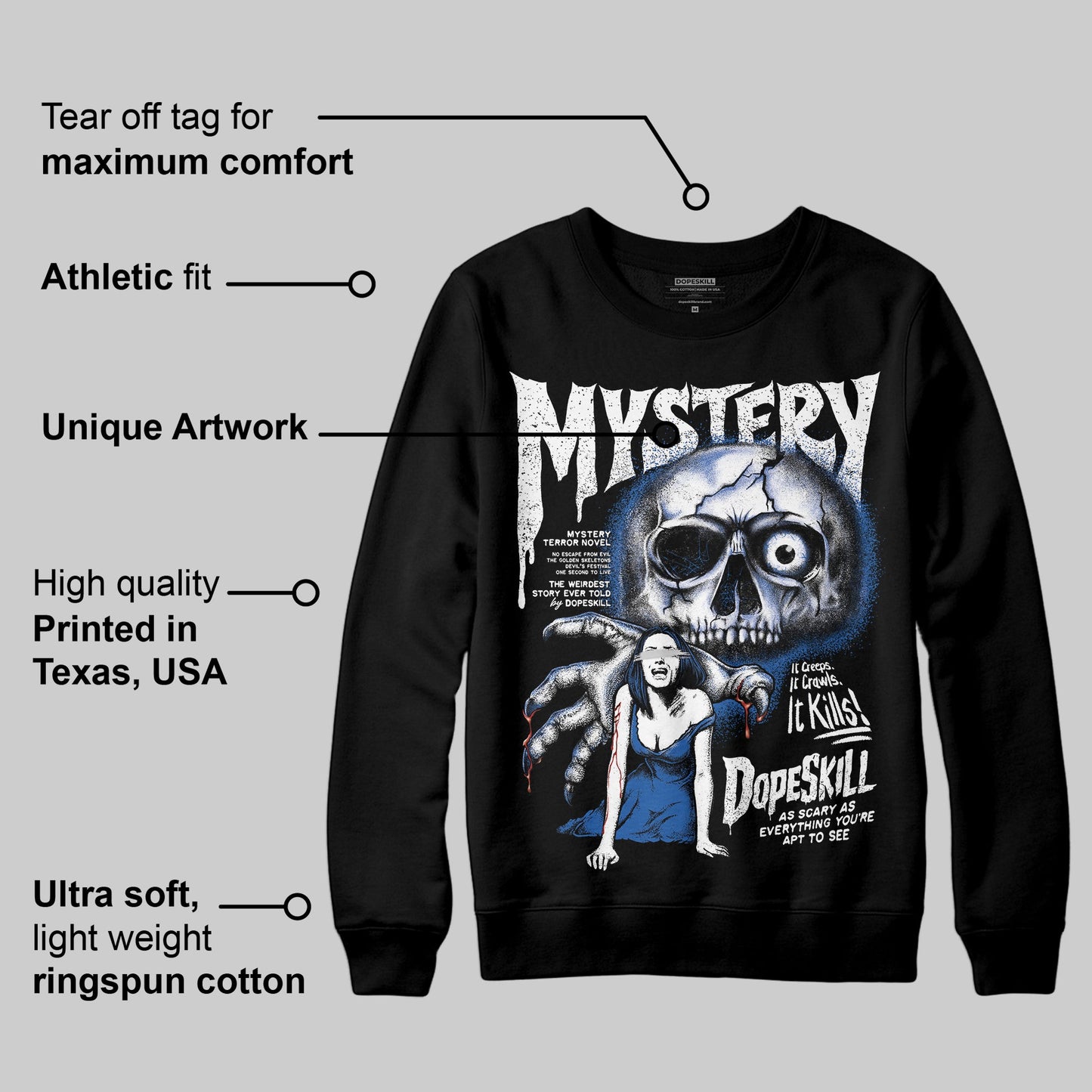 Blueberry 12s DopeSkill Sweatshirt Mystery Ghostly Grasp Graphic