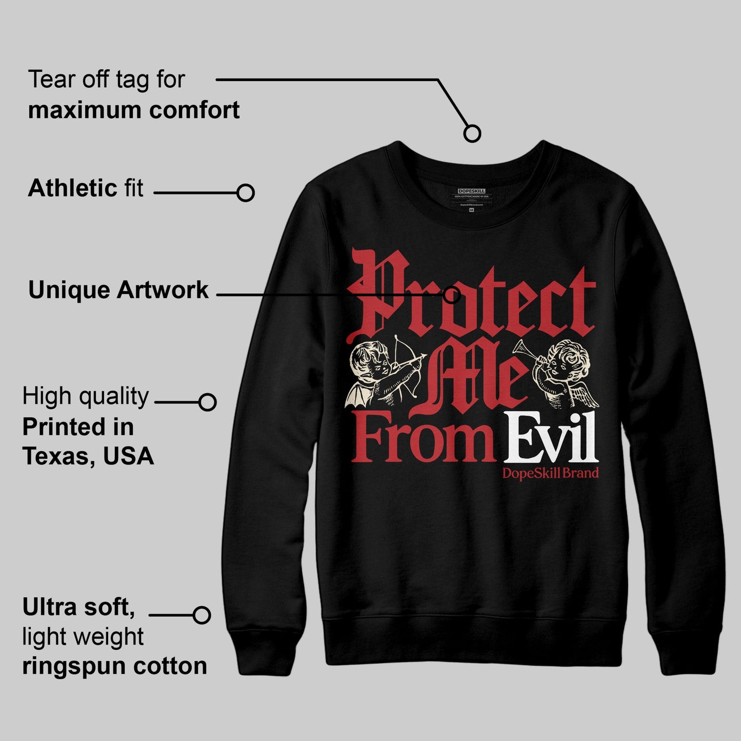 Black Toe Reimagined 1s DopeSkill Sweatshirt Protect Me From Evil Graphic
