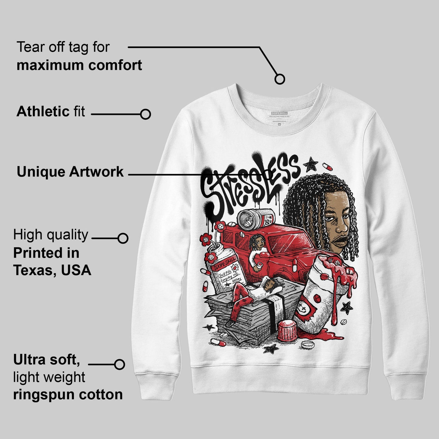 Bred 11s DopeSkill Sweatshirt Stressless Graphic
