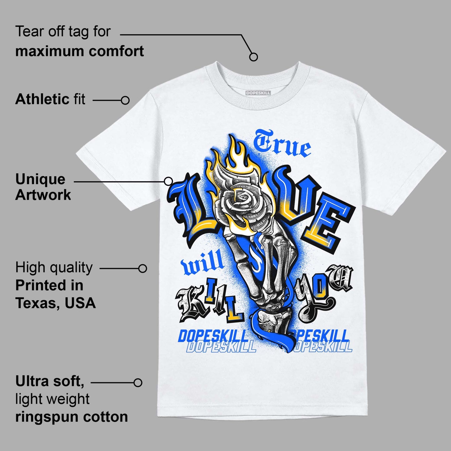 Royal Blue Collection DopeSkill T-Shirt True Love Will Kill You Graphic