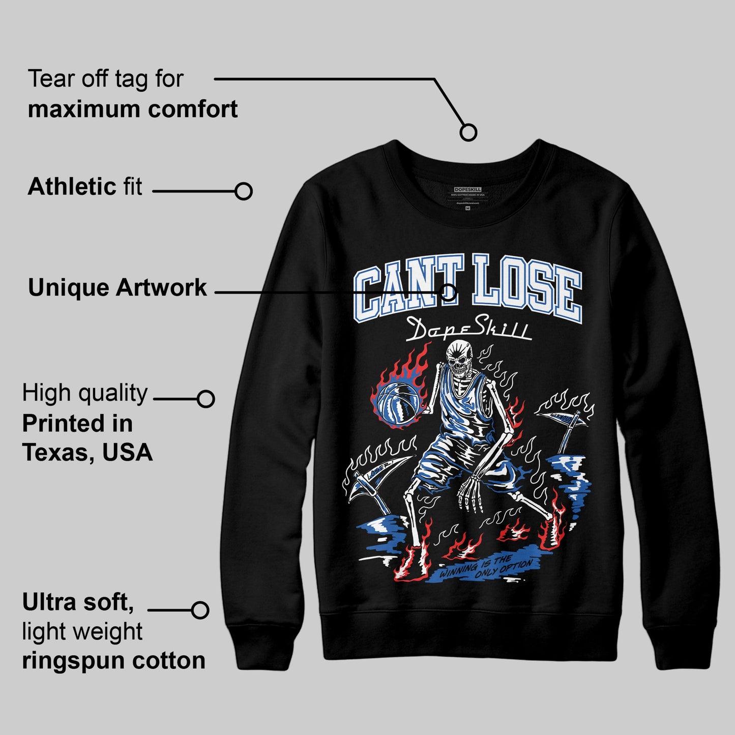 Blueberry 12s DopeSkill Sweatshirt Cant Lose Graphic