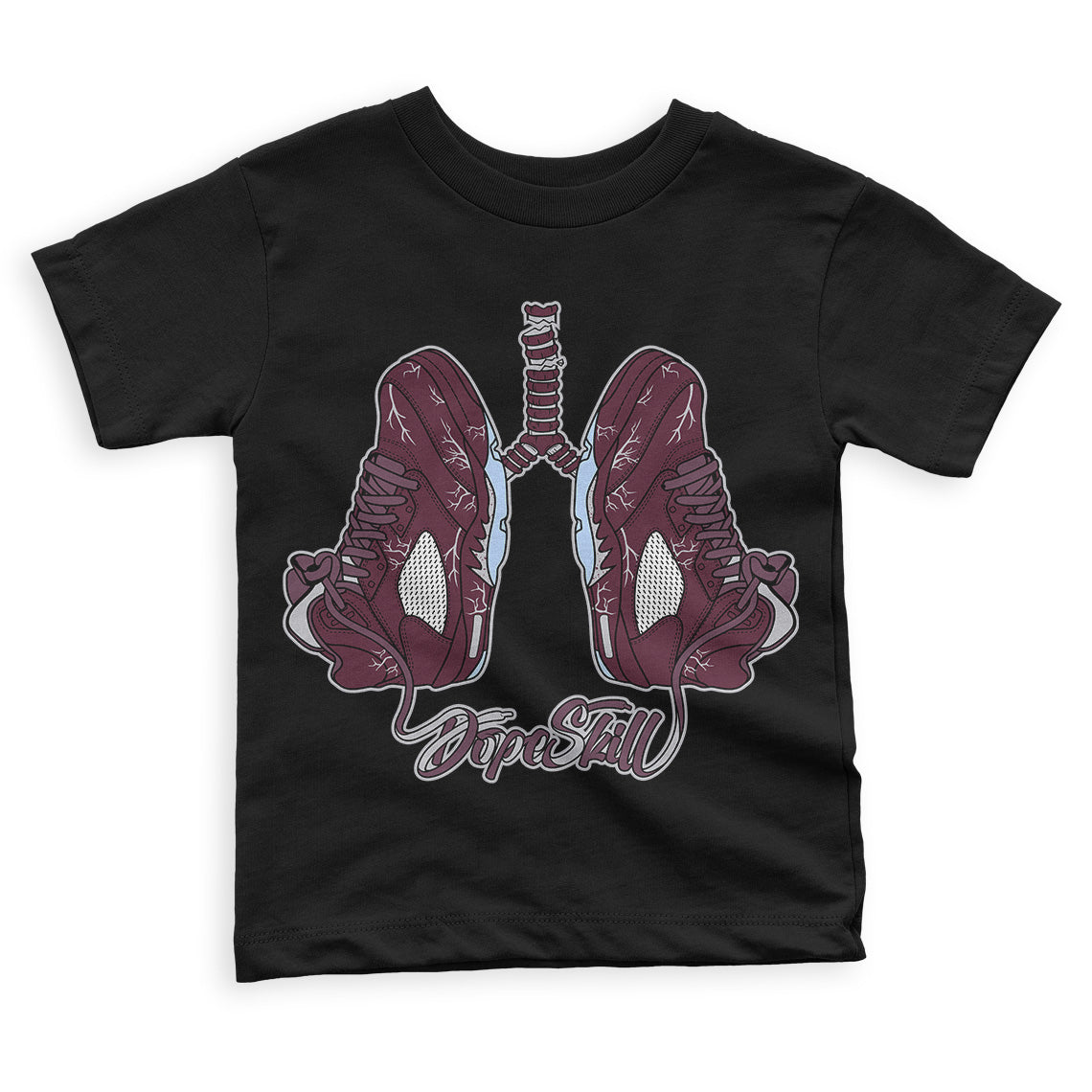 Burgundy 5s DopeSkill Toddler Kids T-shirt Breathe Graphic