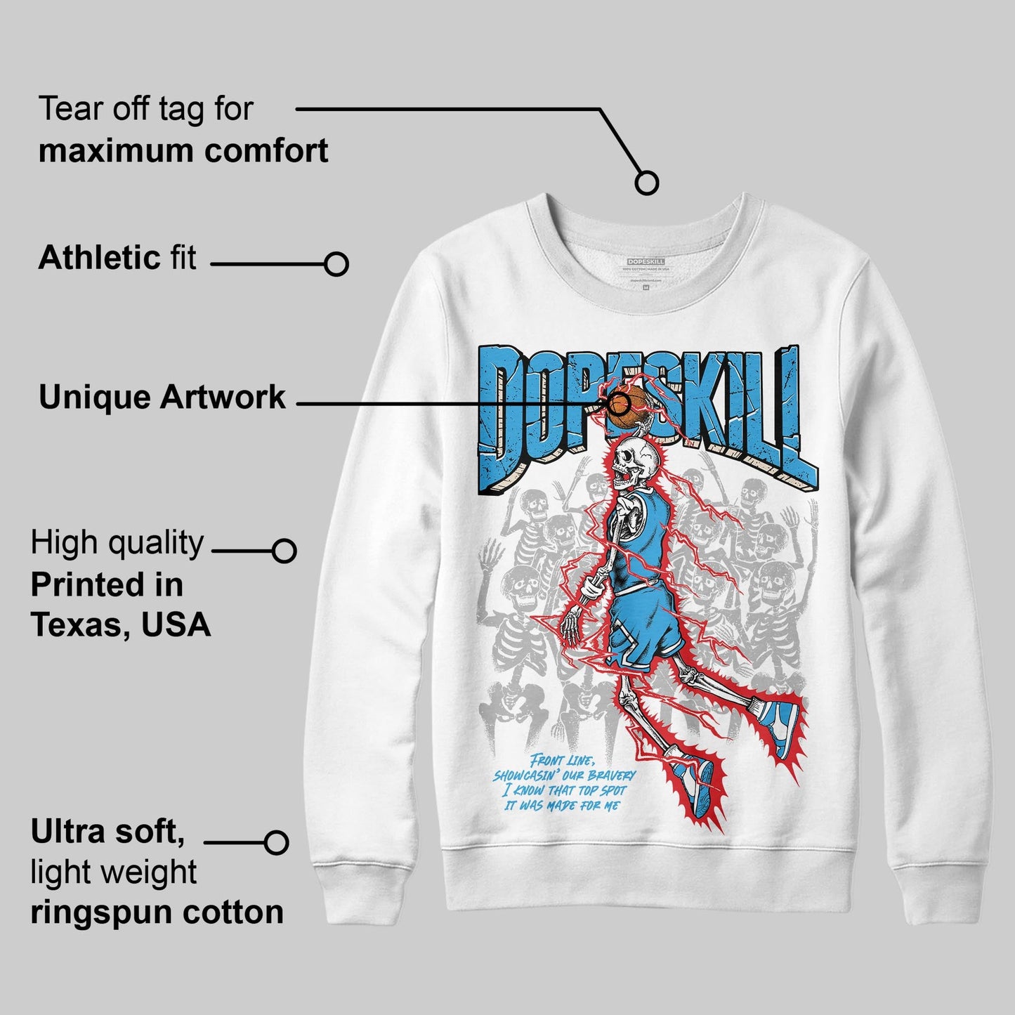 UNC Reimagined 1s DopeSkill Sweatshirt Thunder Dunk Graphic