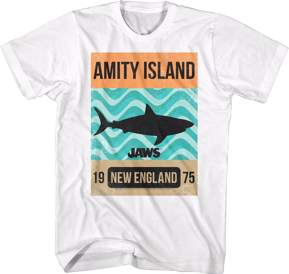 Amity Island Shark Waves Jaws T-Shirt