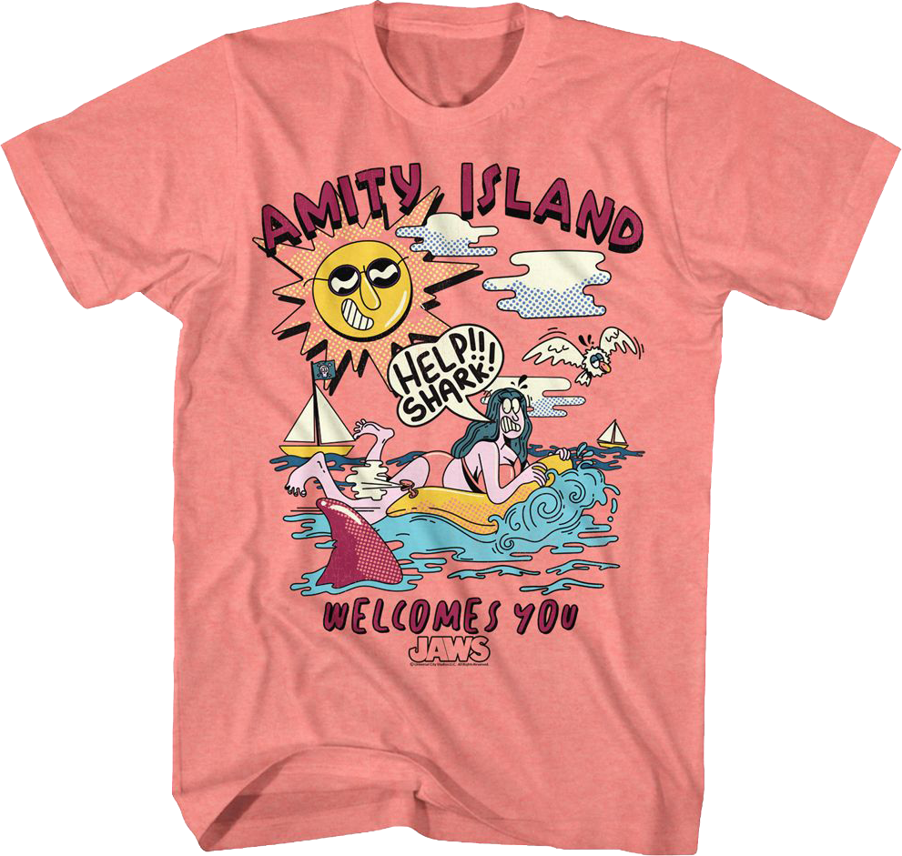 Amity Island Welcomes You Illustration Jaws T-Shirt