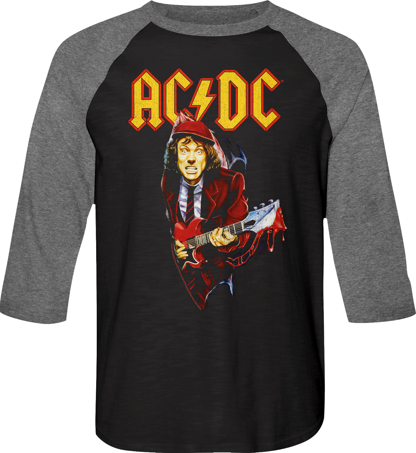 Angus Young Bloody Guitar ACDC Raglan Baseball Shirt