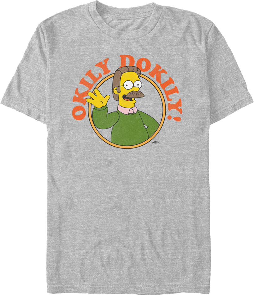 Athletic Heather Ned Flanders Okily Dokily Simpsons T-Shirt