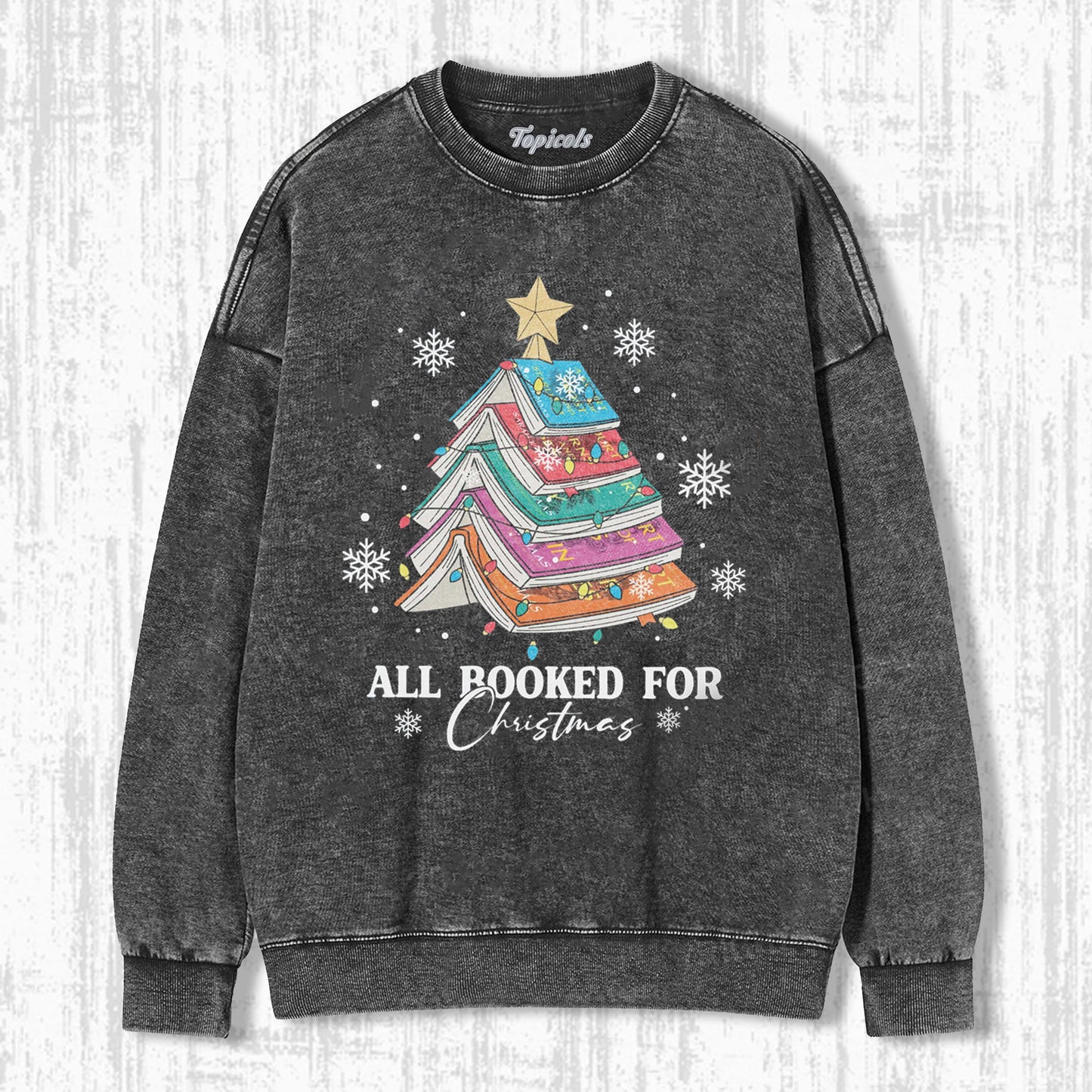 BOOKS CHRISTMAS TREES T-SHIRT