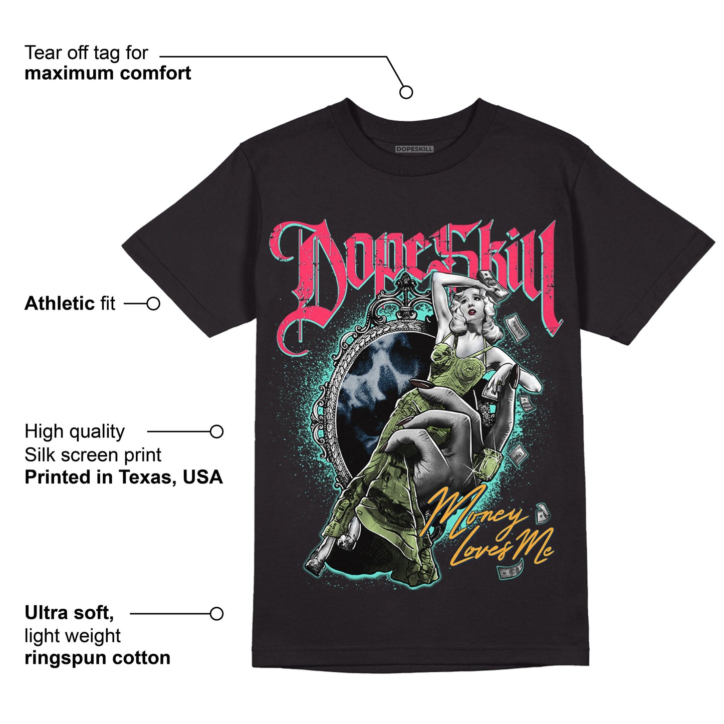 Bio Hack 1s High OG DopeSkill T-Shirt Money Loves Me Graphic