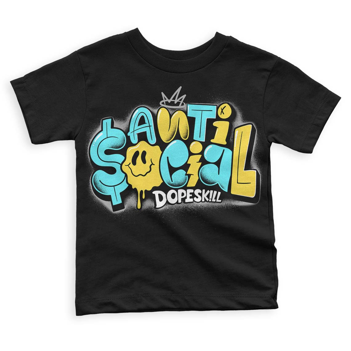 Aqua 5s DopeSkill Toddler Kids T-shirt Anti Social Graphic