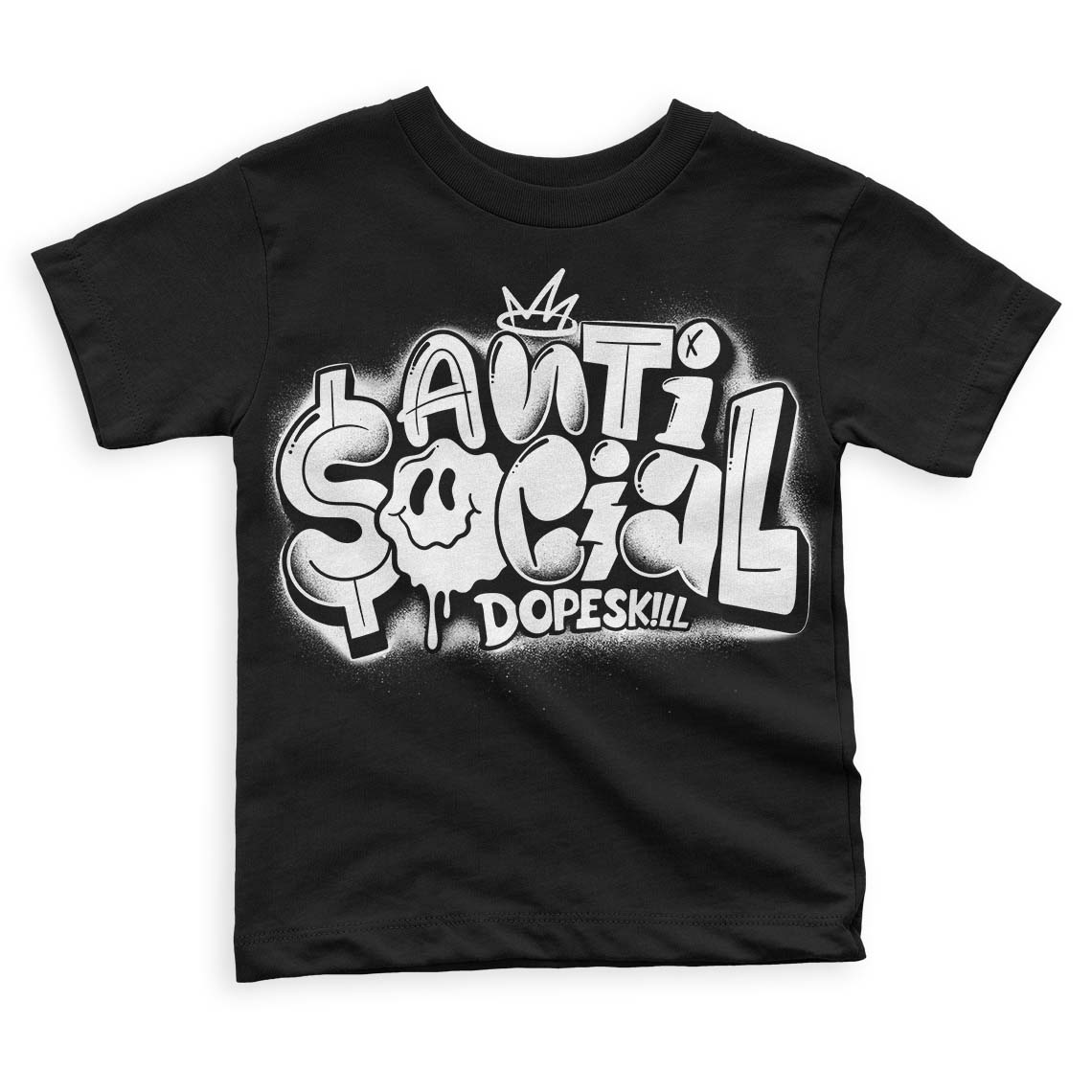 Panda White Black Dunk Low DopeSkill Toddler Kids T-shirt Anti Social Graphic