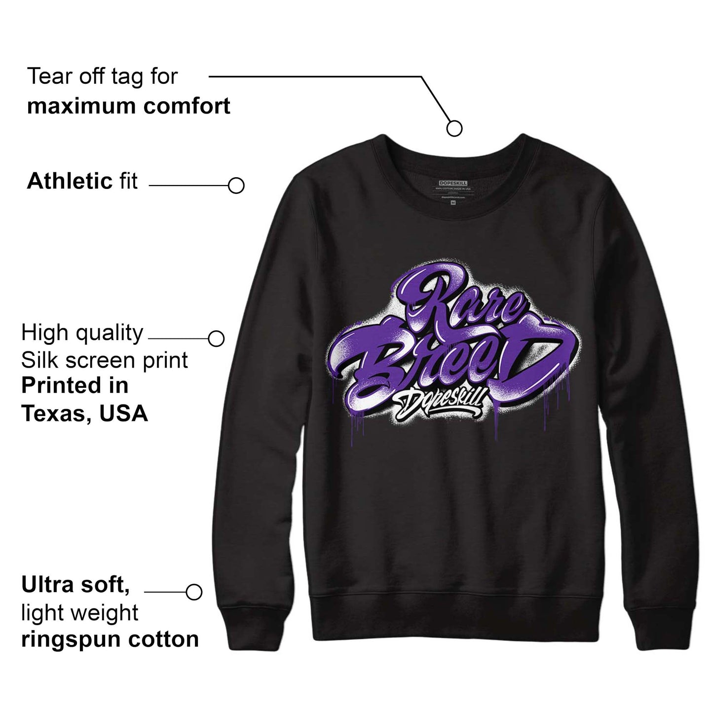 Court Purple 13s DopeSkill Sweatshirt Rare Breed Type Graphic