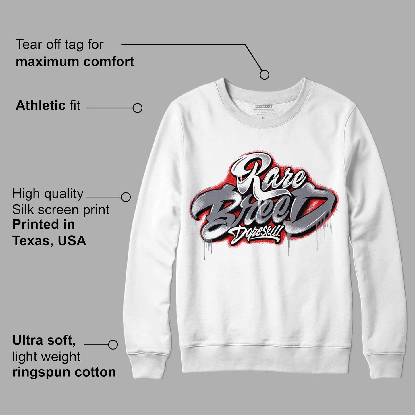 Fire Red 9s DopeSkill Sweatshirt Rare Breed Type Graphic