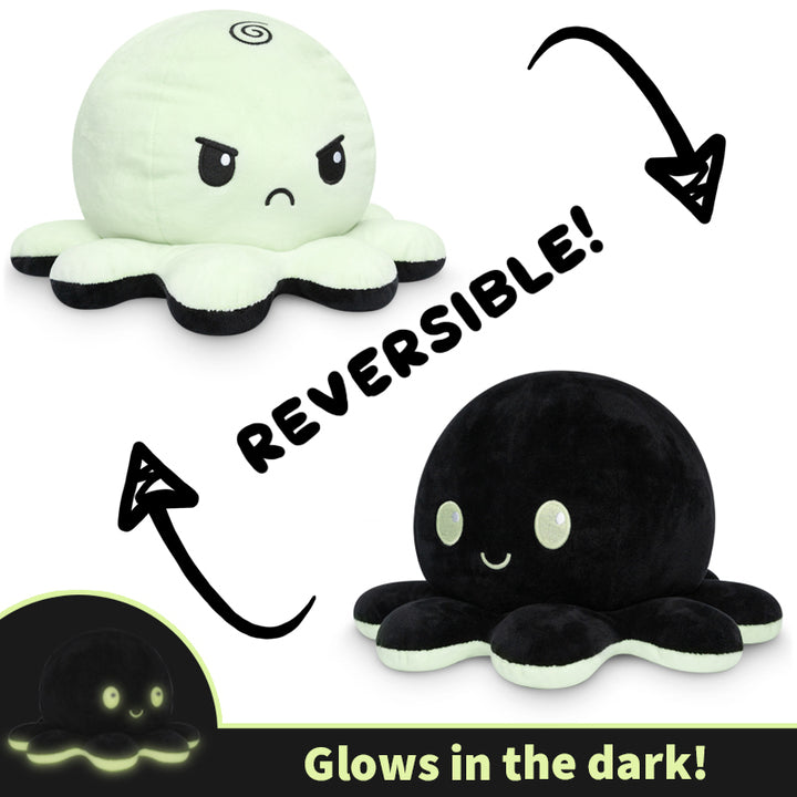 TeeTurtle Big Reversible Octopus Plushie (Green Glow + Black)