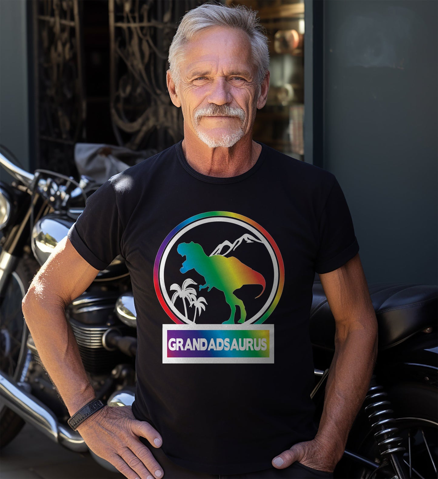 Rainbow Grandadsaurus T-shirt