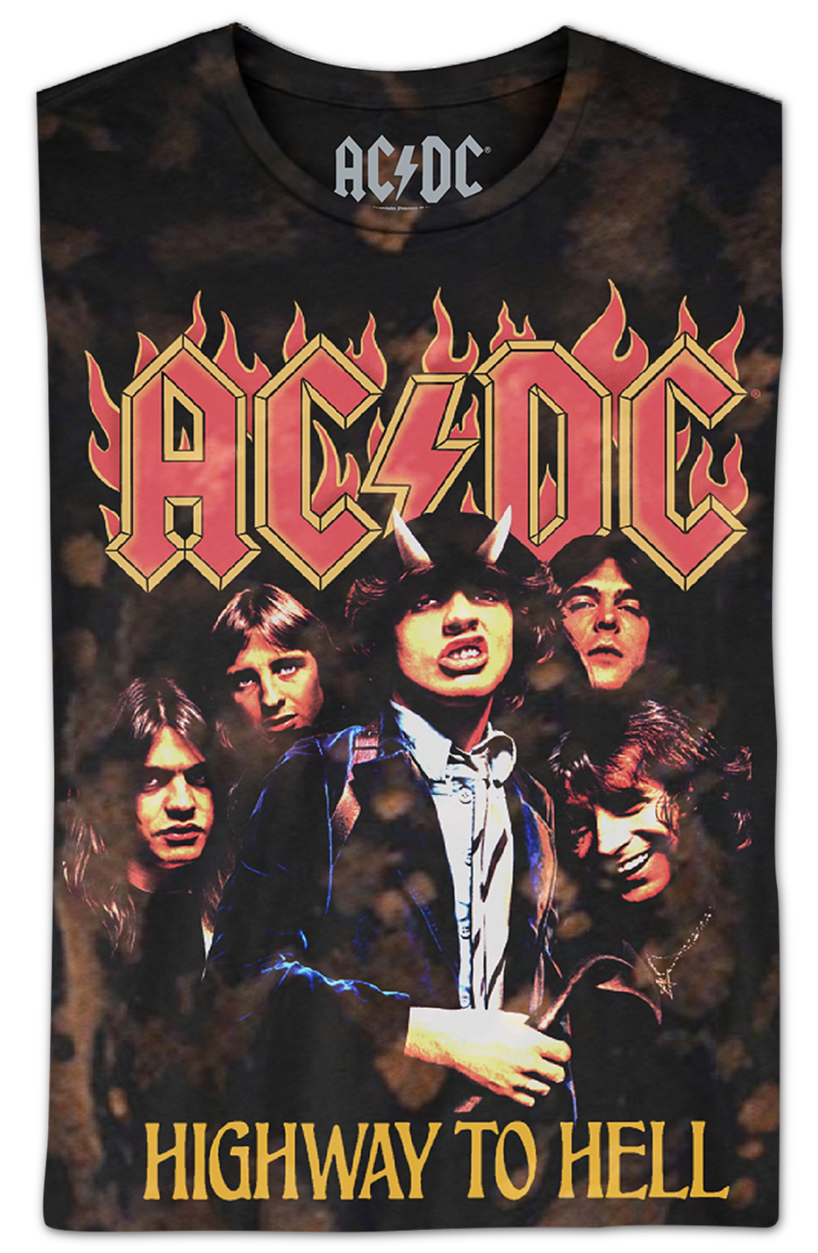 Bleached Tie Dye Highway To Hell ACDC T-Shirt