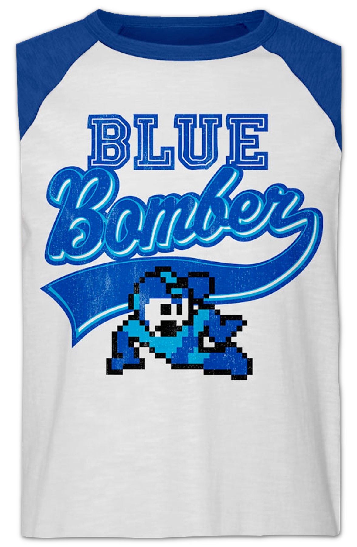 Blue Bomber Sports Logo Mega Man Raglan Baseball Shirt