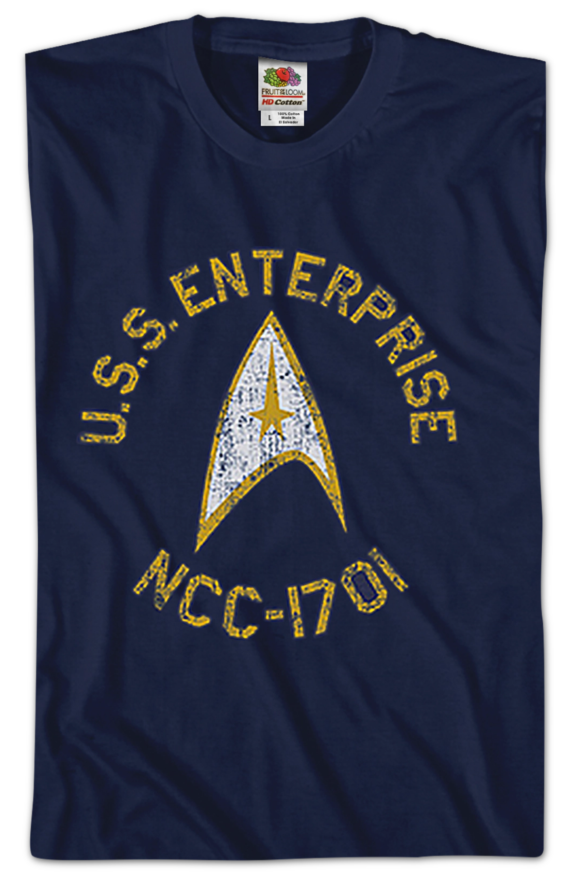 Blue Distressed USS Enterprise Star Trek T-Shirt