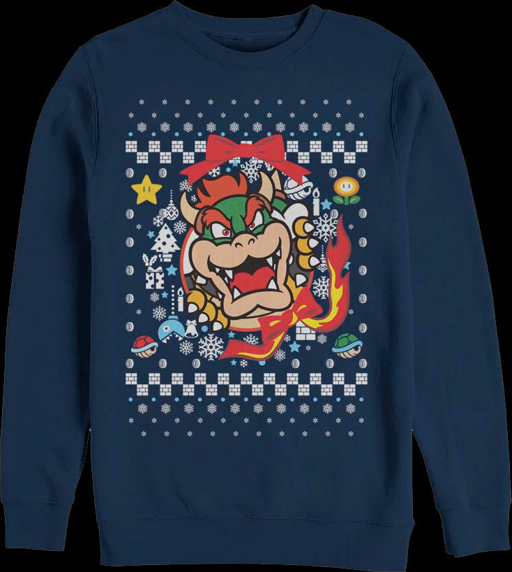 Bowser Ugly Faux Knit Super Mario Bros. Sweatshirt