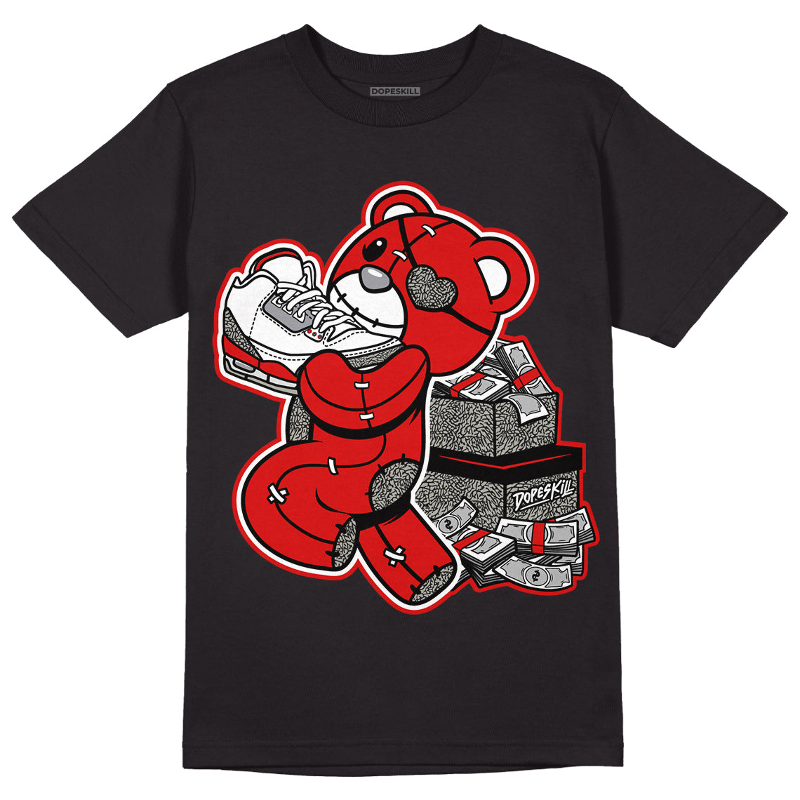Fire Red 3s DopeSkill T-Shirt Bear Steals Sneaker Graphic