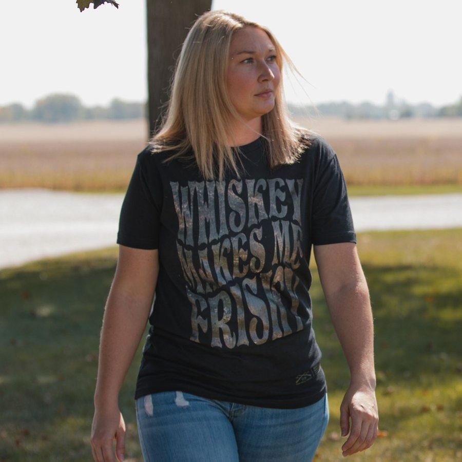 Women's Whiskey Makes Me Frisky Boyfriend Fit T-Shirt - Realtree Riverbend¬Æ