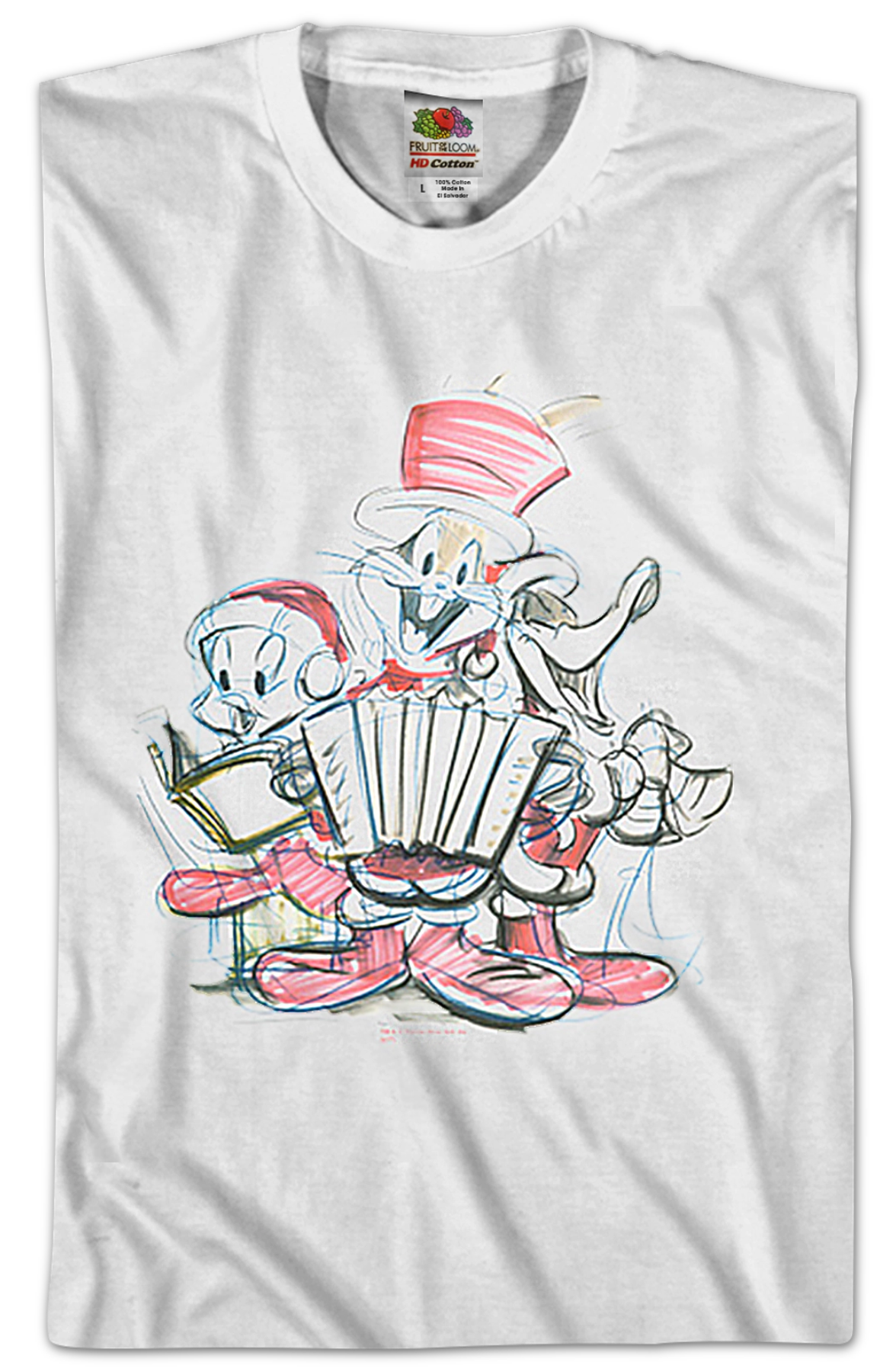 Christmas Caroling Sketch Looney Tunes T-Shirt