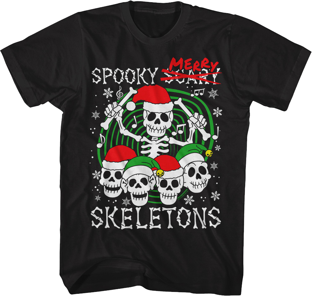 Christmas Hats Spooky Merry Skeletons T-Shirt