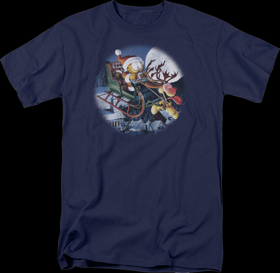 Christmas Sleigh Ride Garfield T-Shirt