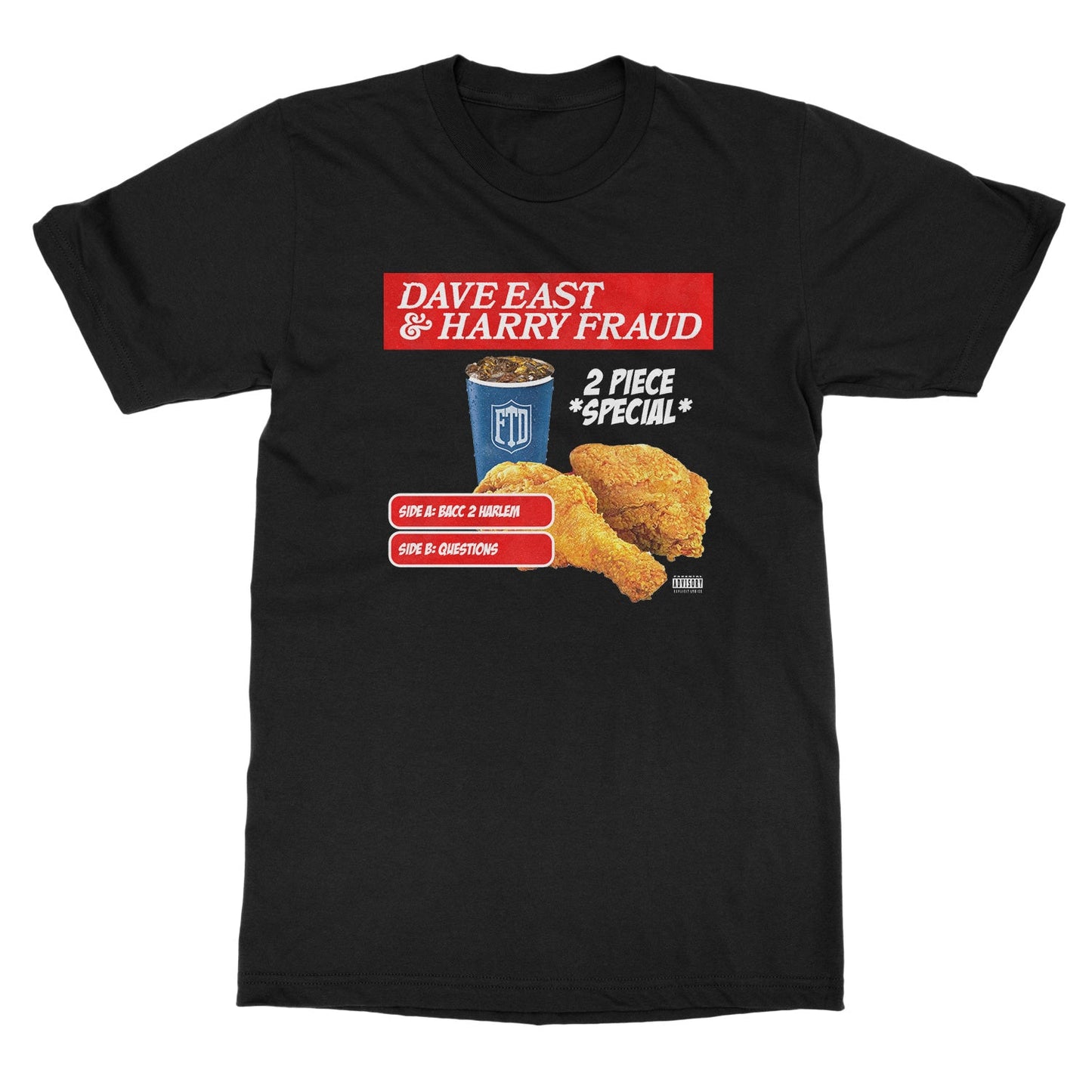 Dave East & Harry Fraud "Dave East & Harry Fraud ‚Äú2 Piece‚Äù cover art T-Shirt (BLACK)" T-Shirt
