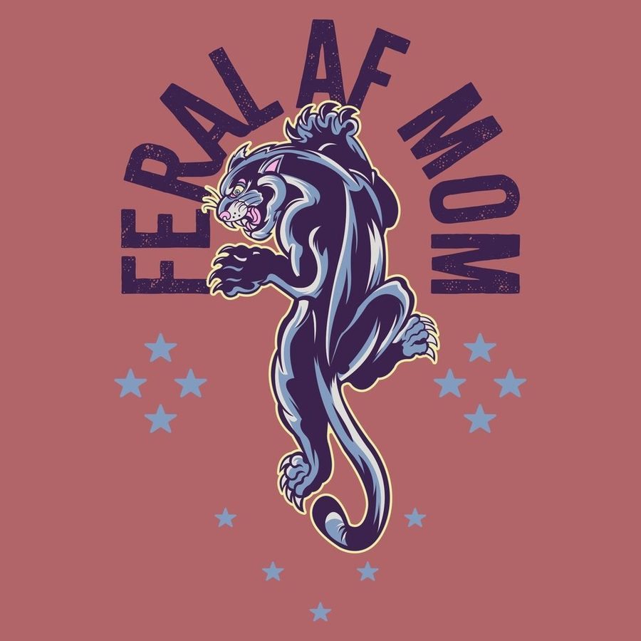 Women's Feral AF Mom Boyfriend Fit T-Shirt - Heather Mauve