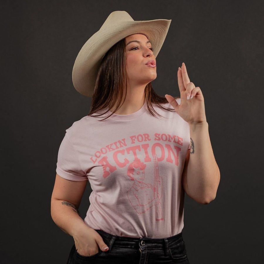 Women's Looking For Action Boyfriend Fit T-Shirt - Light Pink