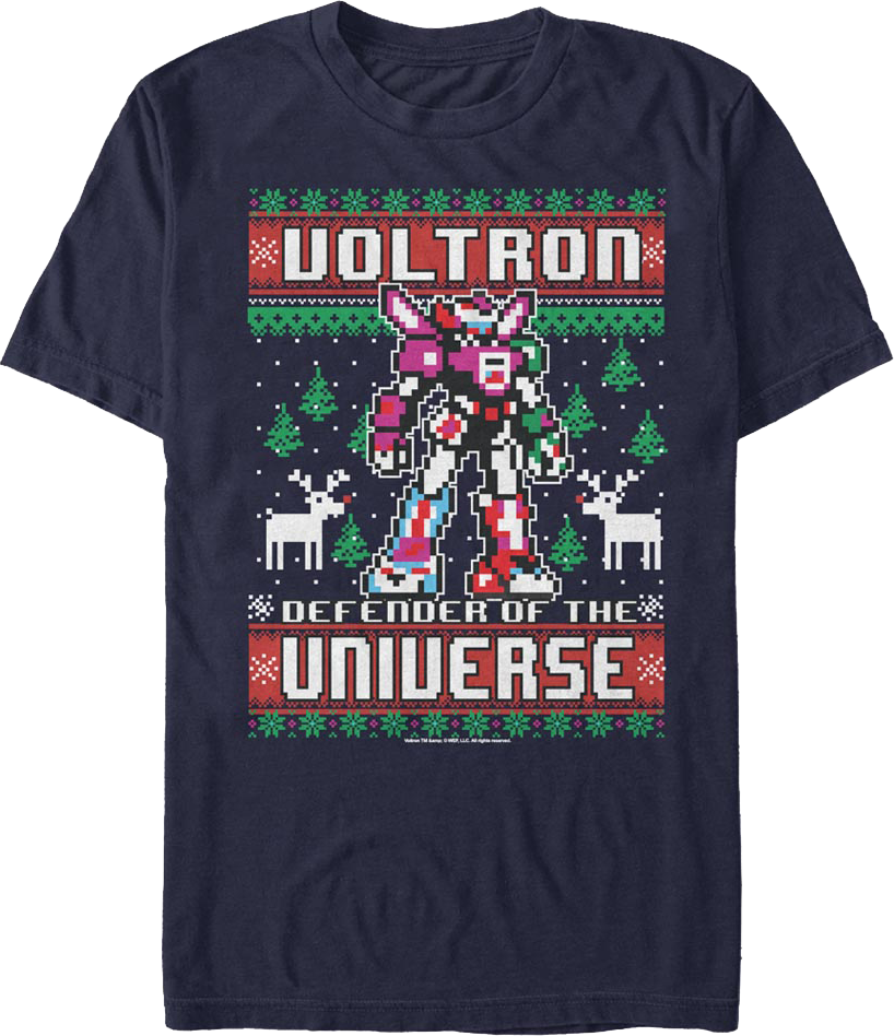 Defender of the Universe Faux Ugly Christmas Sweater Voltron T-Shirt