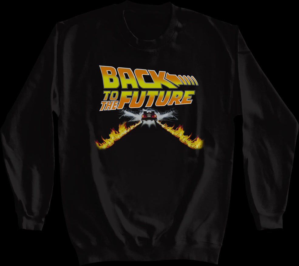 Delorean Fire Tracks Back To The Future Sweatshirt