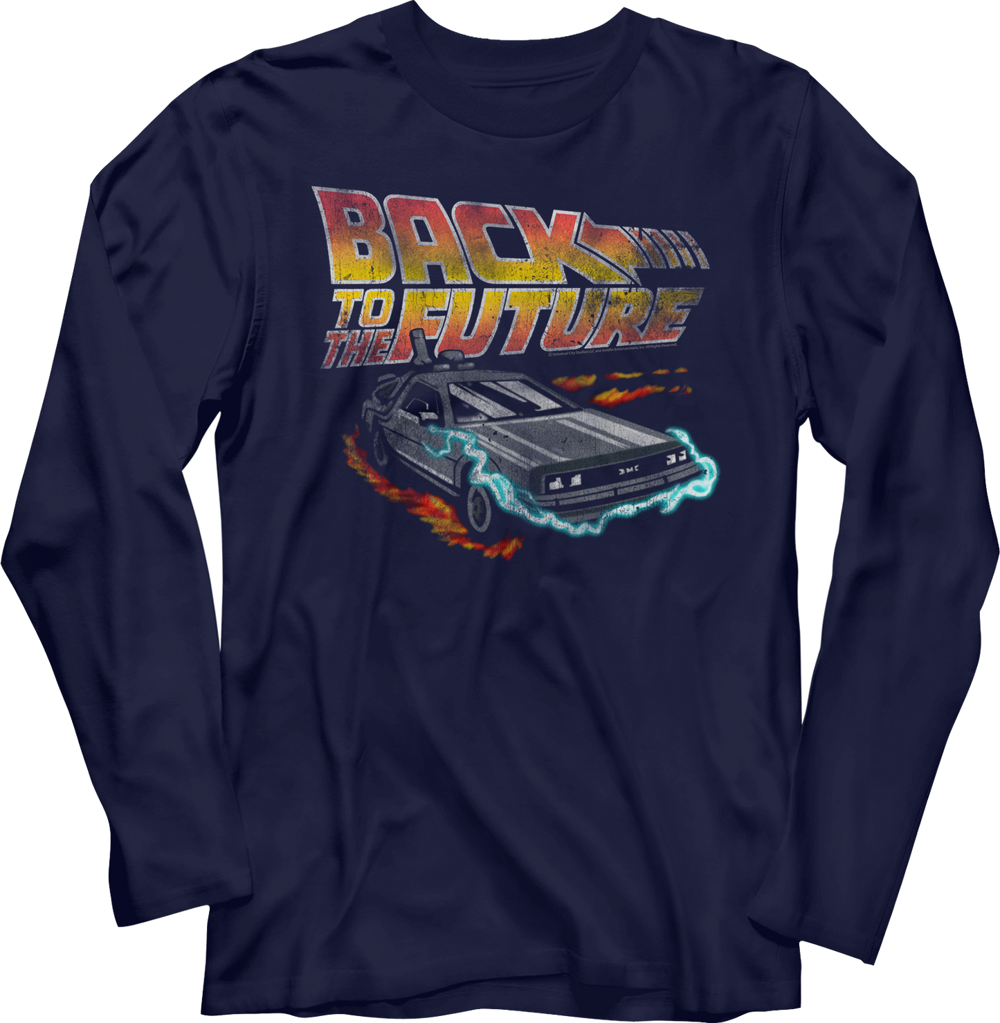 Distressed DeLorean Time Machine Back To The Future Long Sleeve Shirt