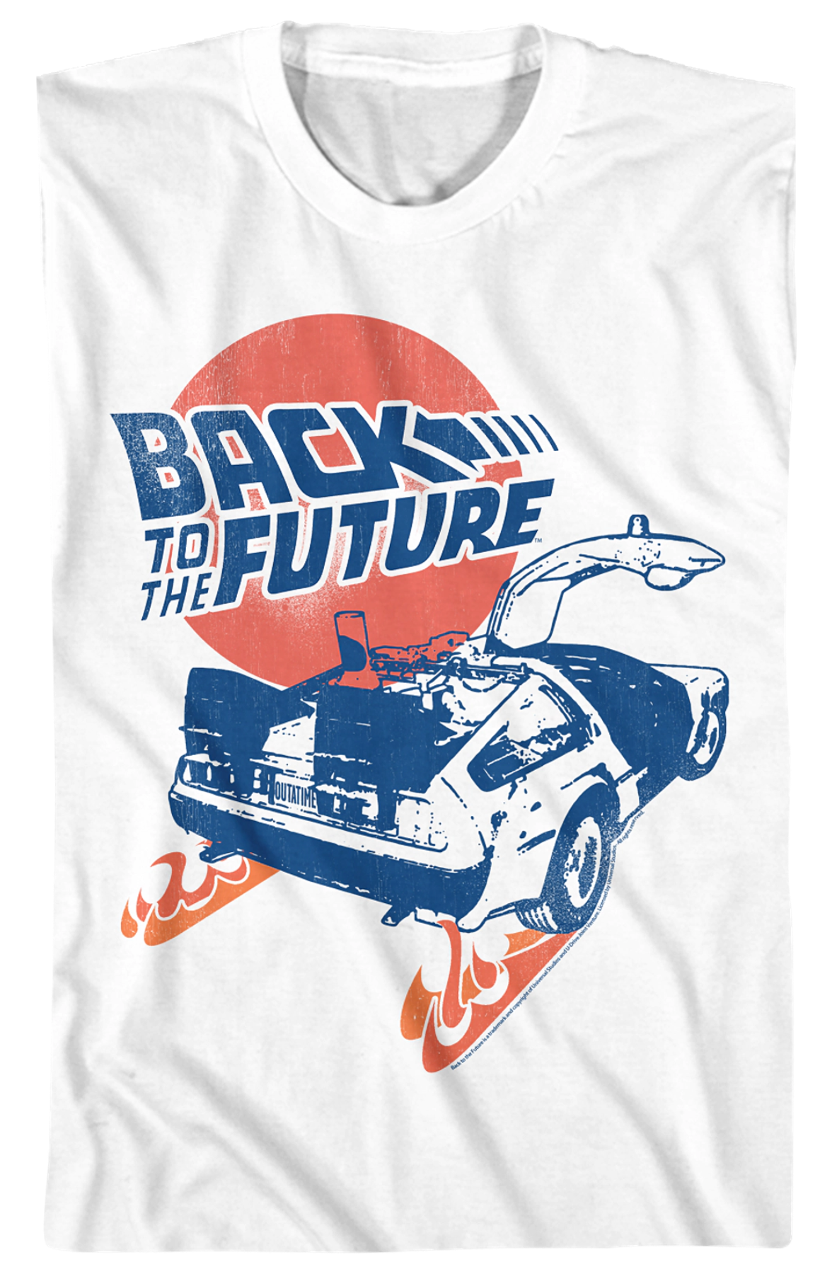 Distressed Fire Tracks Back To The Future T-Shirt