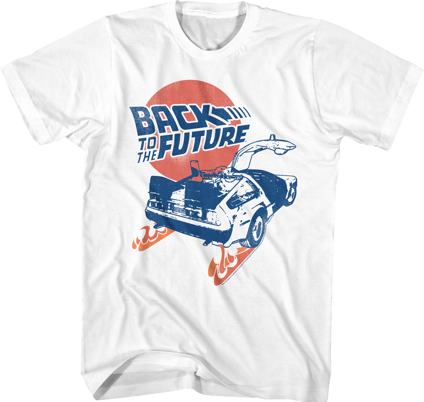 Distressed Fire Tracks Back To The Future T-Shirt