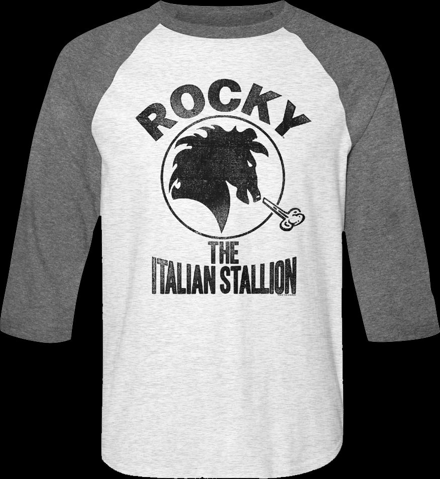 Distressed Italian Stallion Logo Rocky Raglan Baseball Shirt